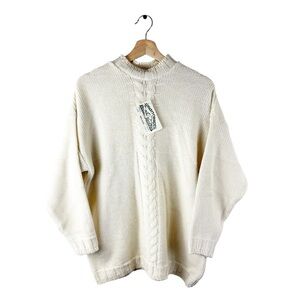 Aran Crafts Ireland Fisherman's 100% Wool Knit Crewneck Sweater NWT Medium